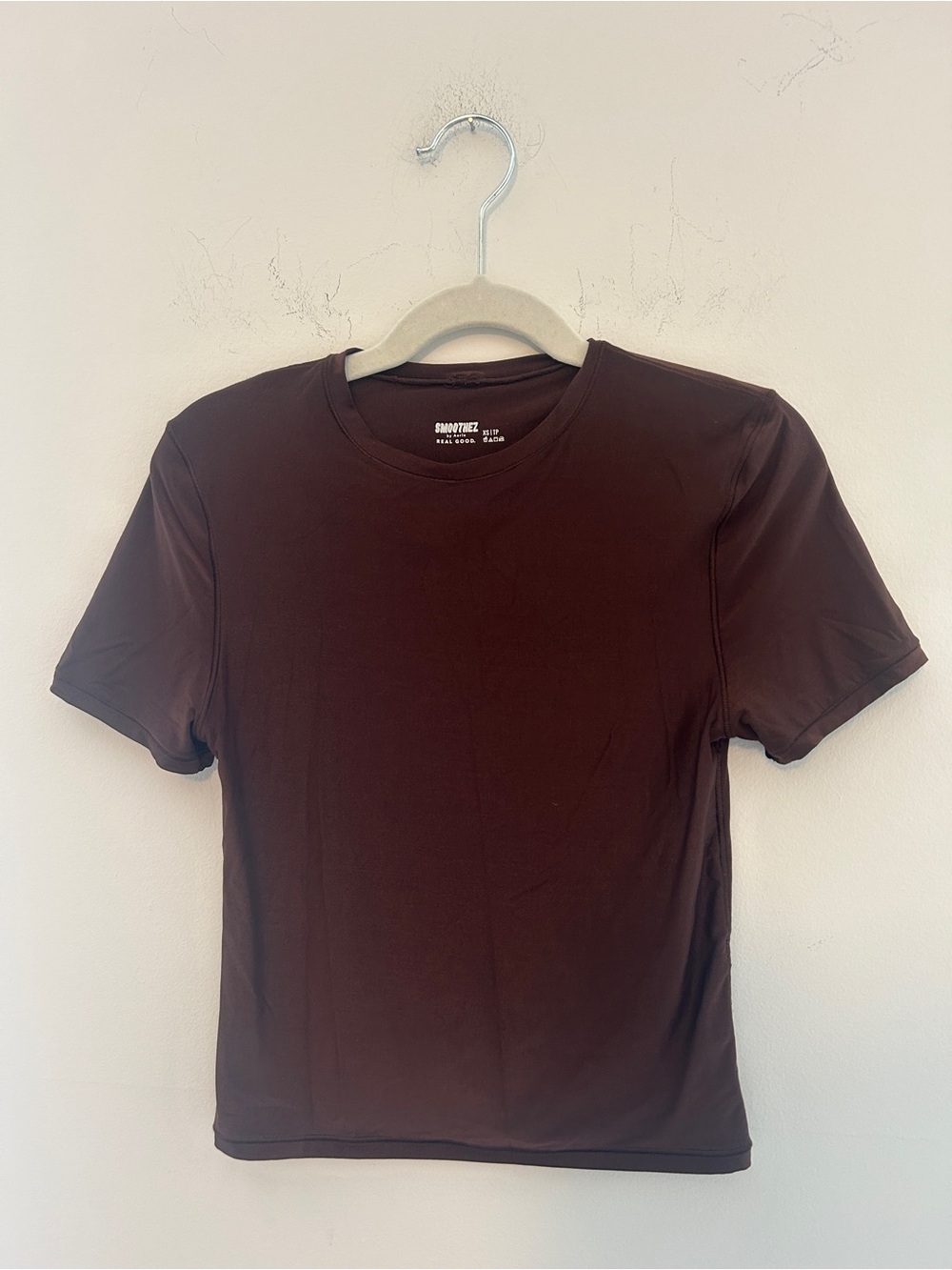 aerie Short Sleeve Crewneck Tee in Chocolate Brown